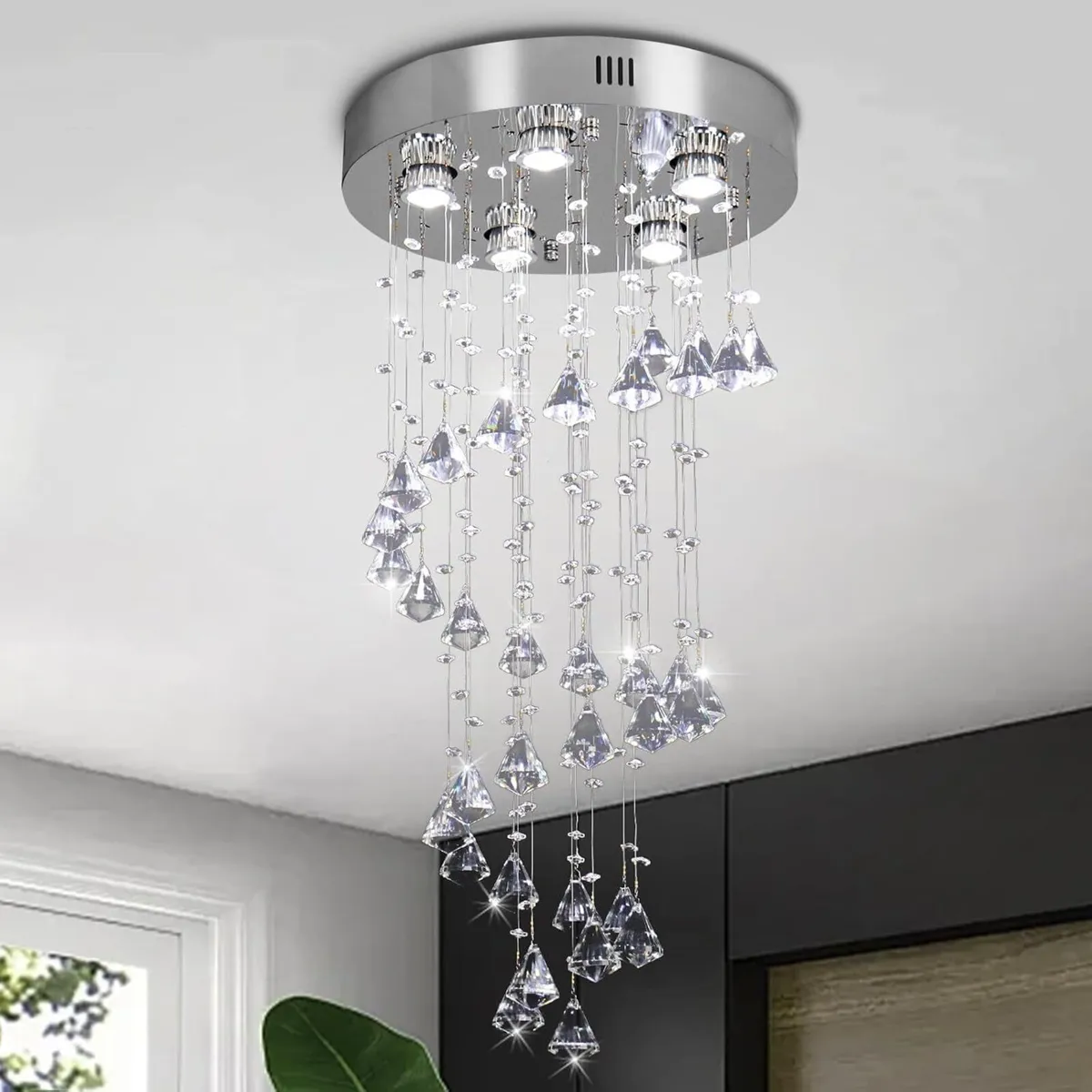 Modern Crystal Chandelier Ceiling Light Spiral - Image 2