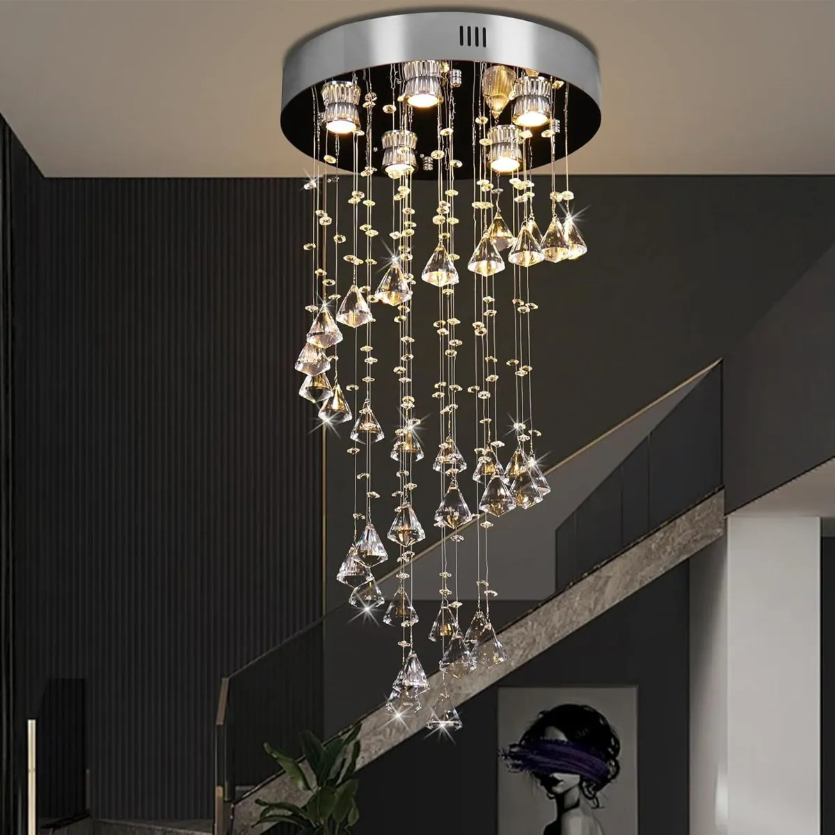Modern Crystal Chandelier Ceiling Light Spiral - Image 4