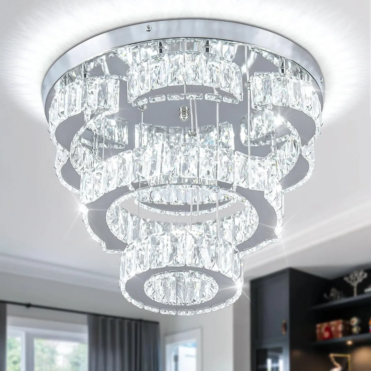 15.7 Modern Crystal Chandelier Flower LED Flush - Image 1