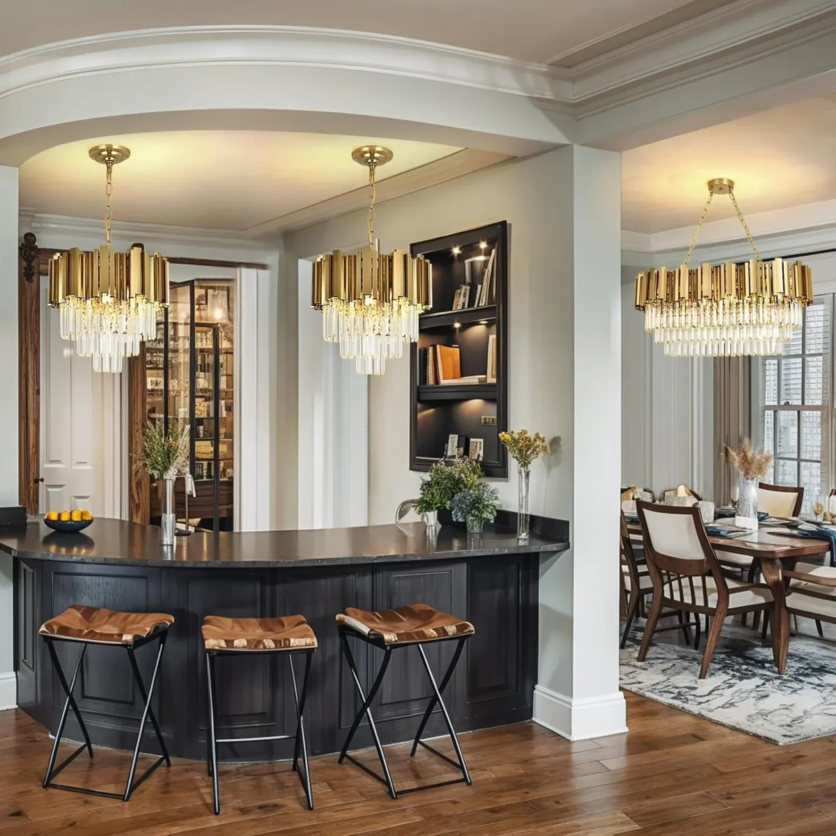 Modern Crystal Chandelier Gold Pendant Light - Image 3