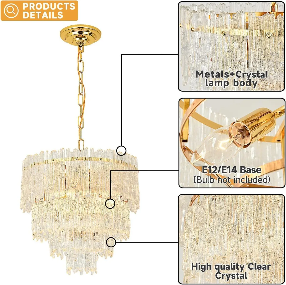 Modern Crystal Chandelier Round Glass Raindrop - Image 2