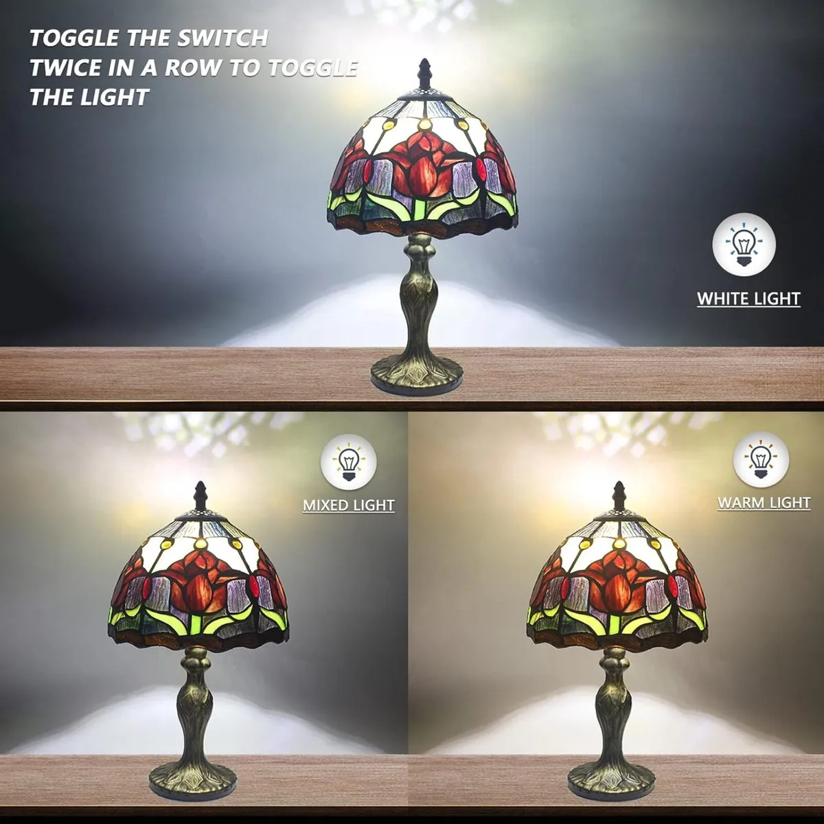 Stained Table Lamp Glass Light Handmade Desk - Image 3