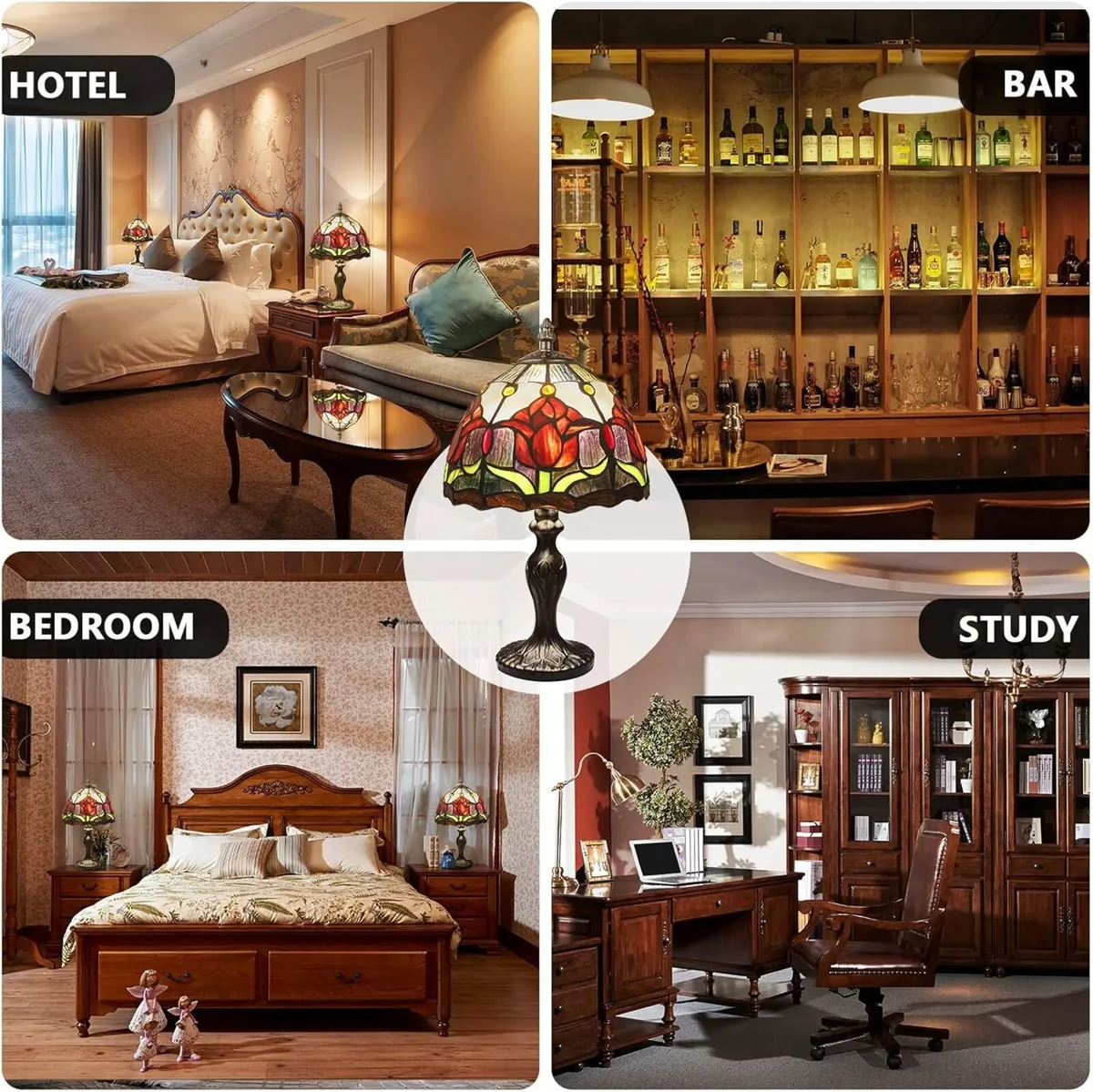 Stained Table Lamp Glass Light Handmade Desk - Image 4