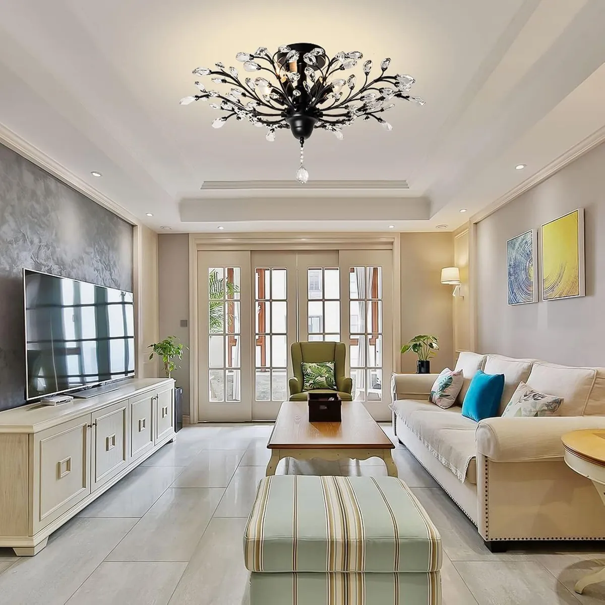 Vintage K9 Clear Crystal Chandeliers Ceiling - Image 2