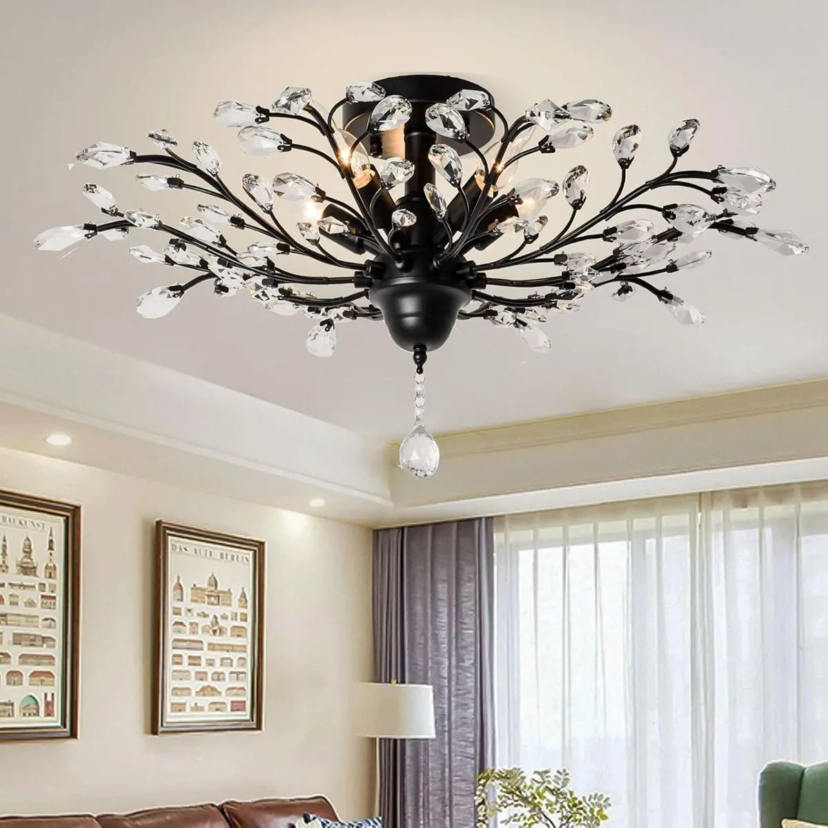 Vintage K9 Clear Crystal Chandeliers Ceiling - Image 1
