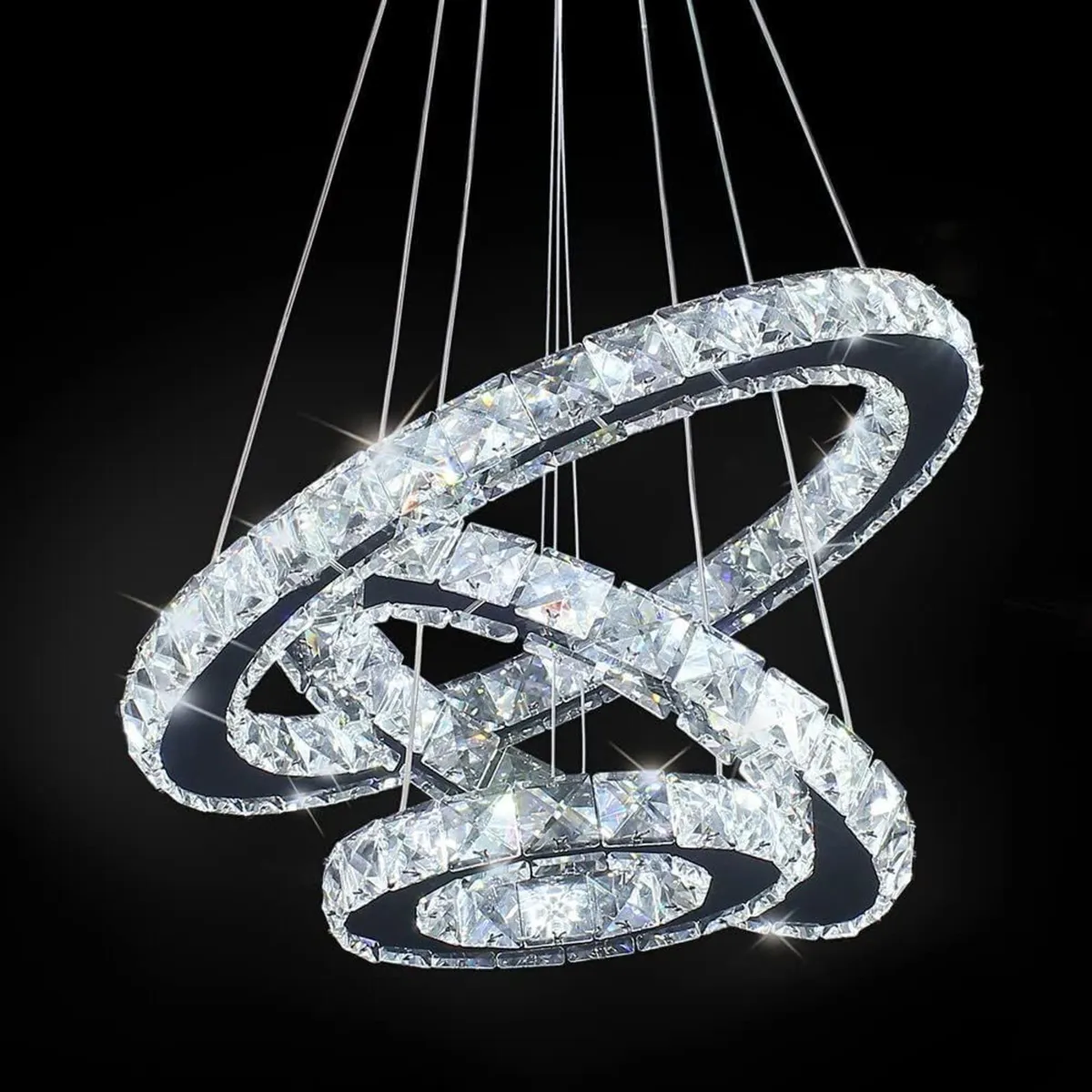 Adjustable 3 Ring Crystal Pendant Light Led - Image 3