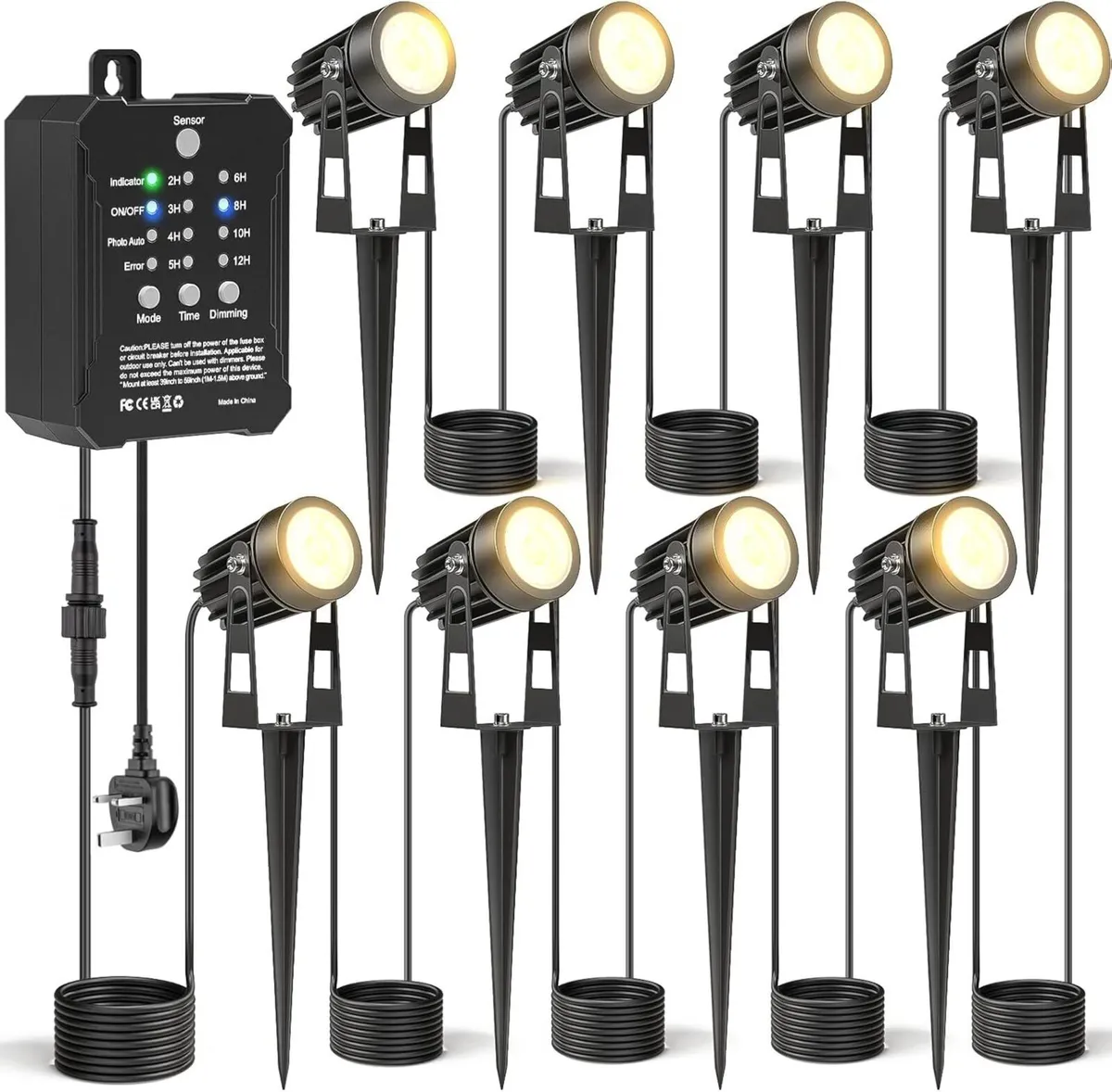 8PCS Low Voltage Garden Lights with Transformer - Image 1