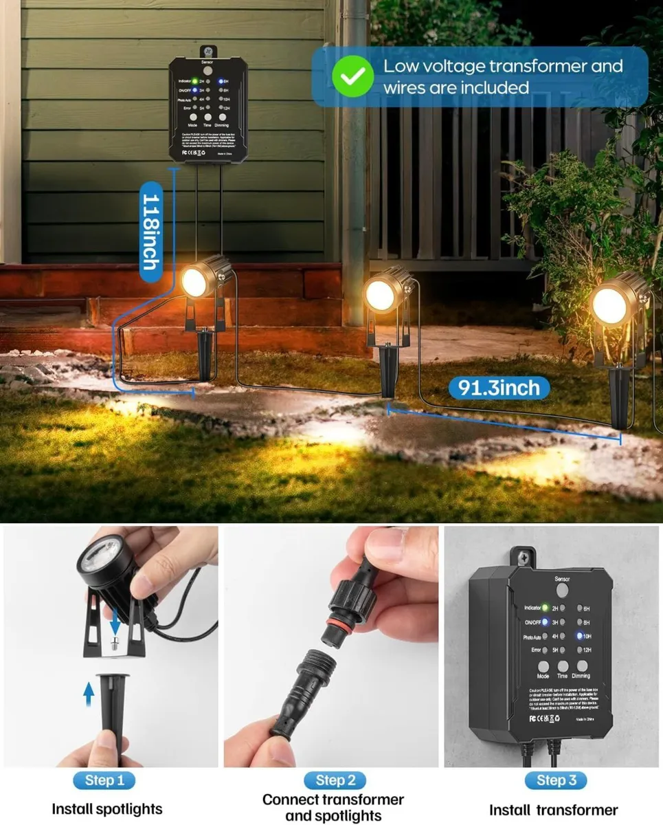 8PCS Low Voltage Garden Lights with Transformer - Image 4