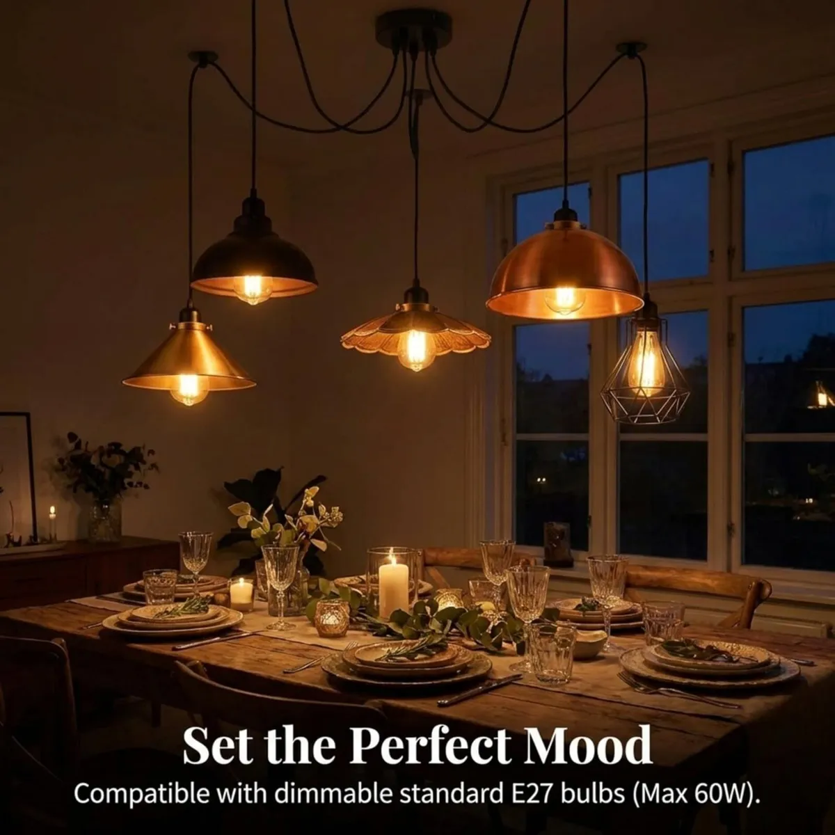 Industrial 5 Heads DIY Spider Pendant Ceiling - Image 2