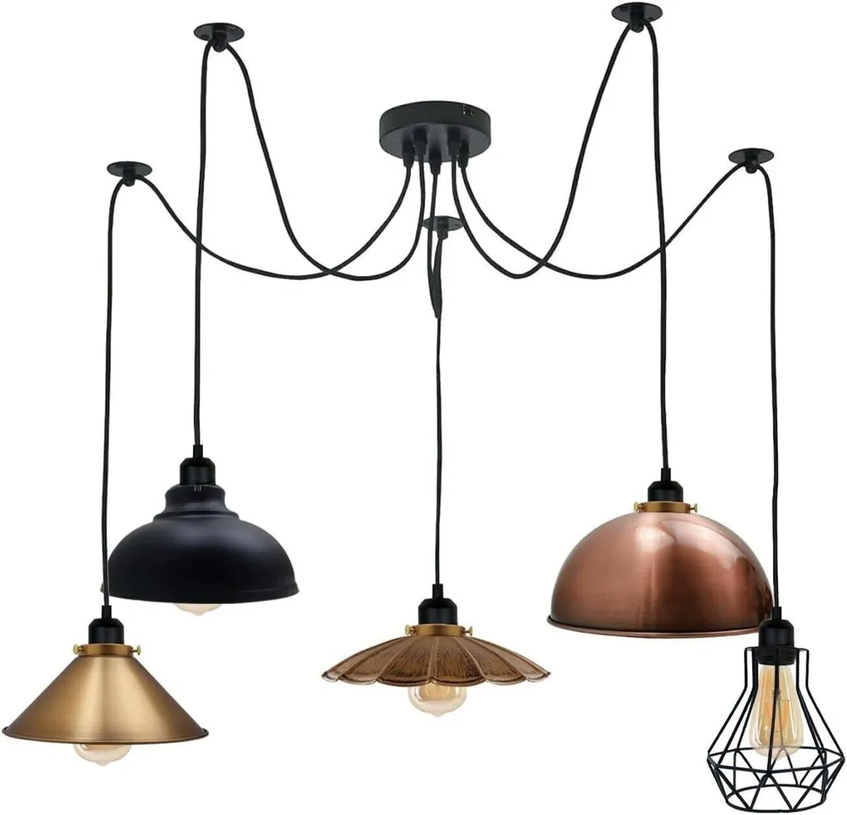 Industrial 5 Heads DIY Spider Pendant Ceiling - Image 1