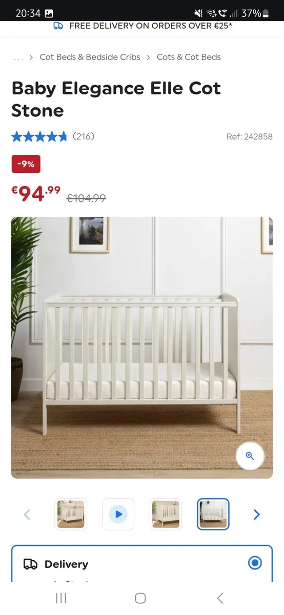 Baby Elegance Cot and Matress - Image 4