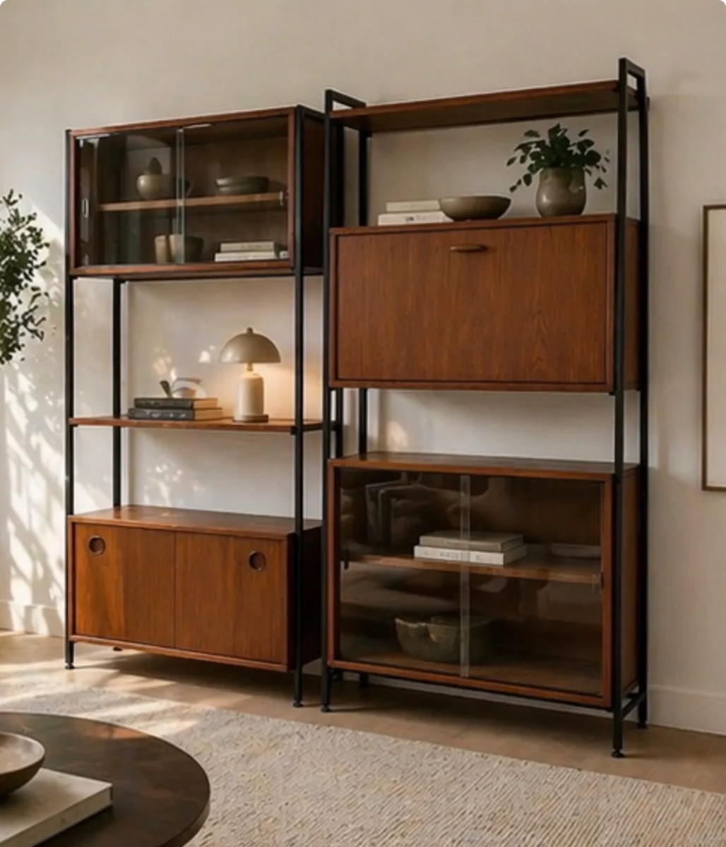 Mid century teak Avalon ladderax shelving bays - Image 1