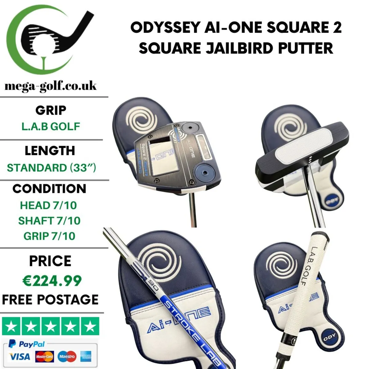 Odyssey Ai-One Square 2 Square Jailbird Putter - Image 1