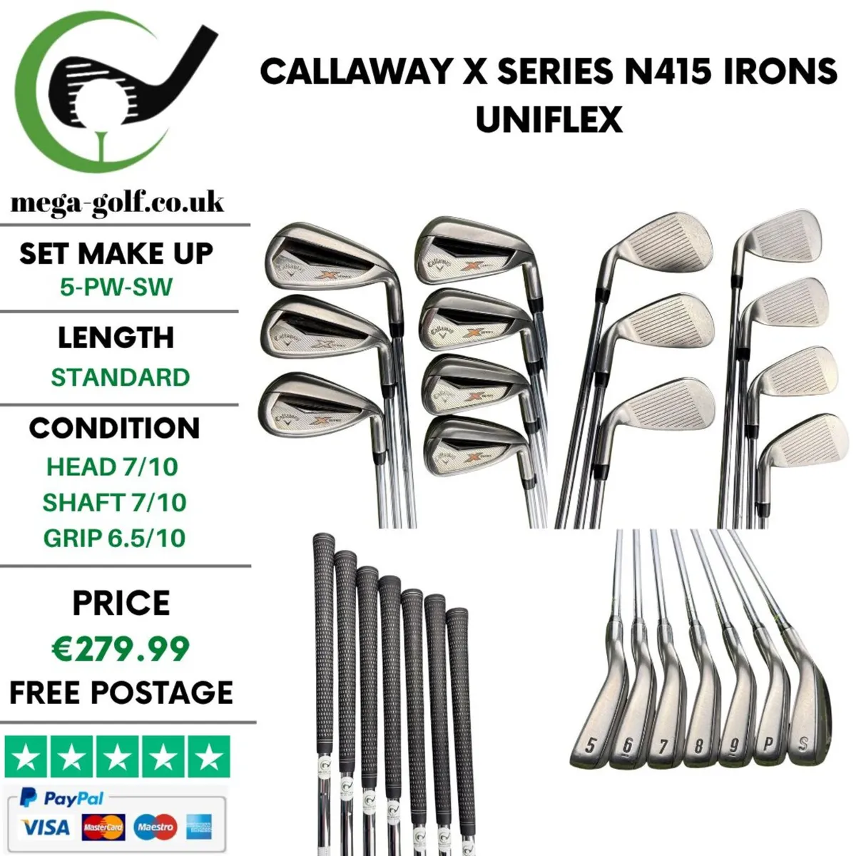 Callaway X Series N415 Irons / 5-Pw-Sw / Uniflex - Image 1