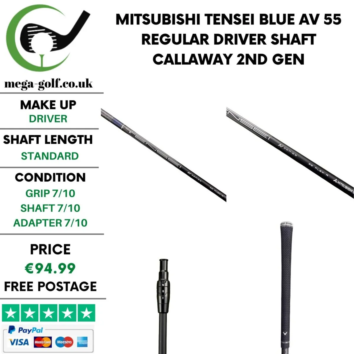 Mitsubishi Tensei Blue AV 55 Regular Driver Shaft - Image 1