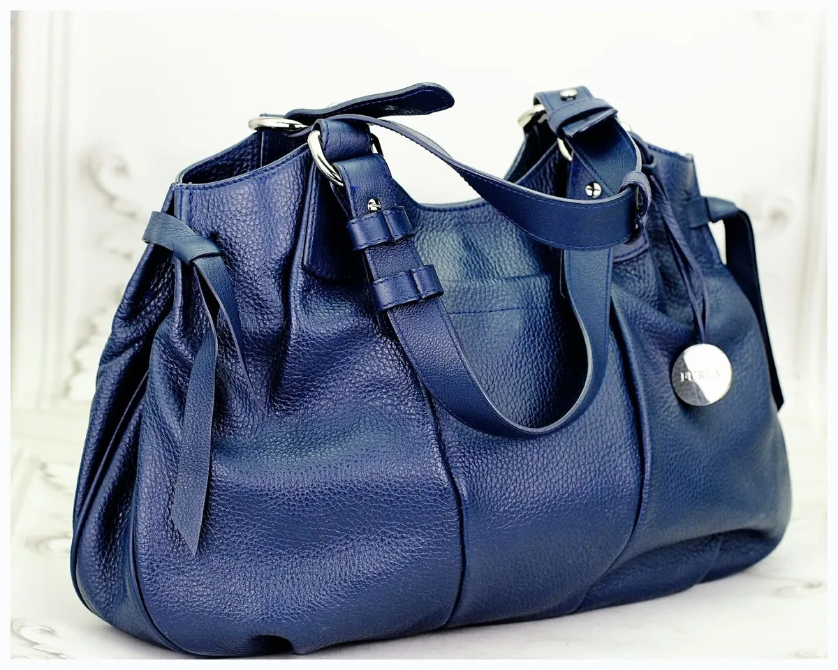 Furla Italian Leather Navy  Leather Handbag - Image 1