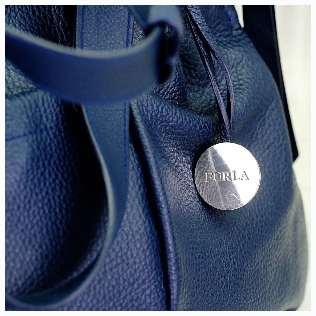 Furla Italian Leather Navy  Leather Handbag - Image 2