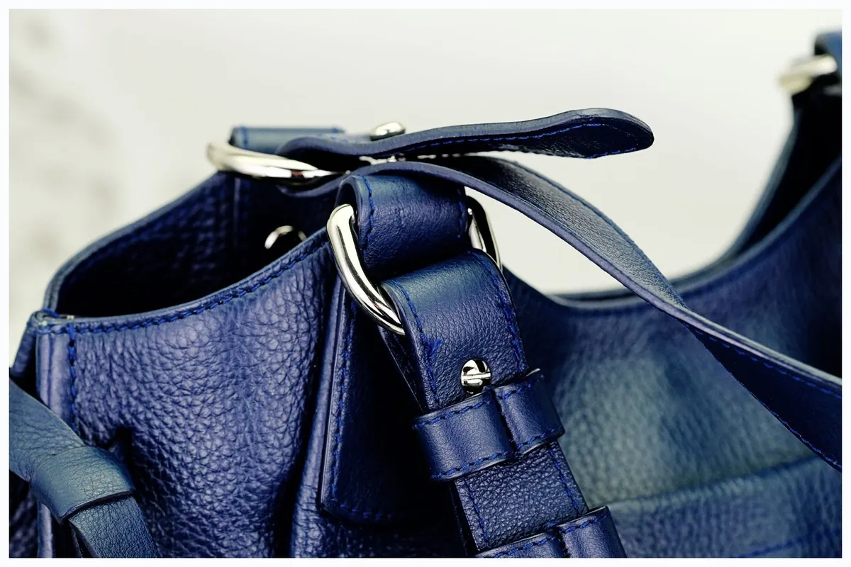 Furla Italian Leather Navy  Leather Handbag - Image 3