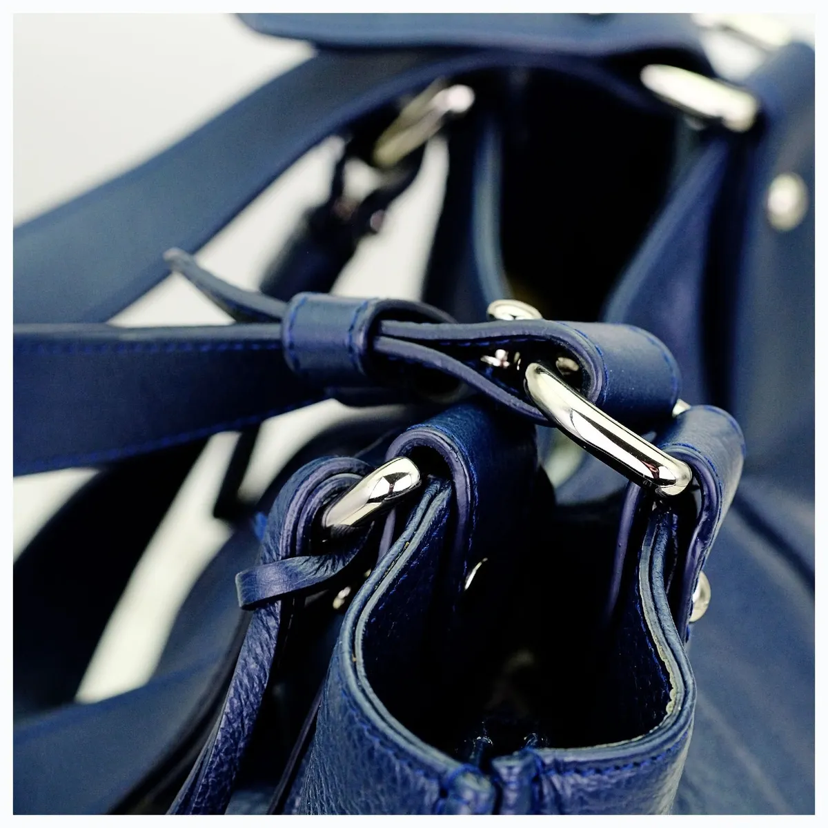Furla Italian Leather Navy  Leather Handbag - Image 4