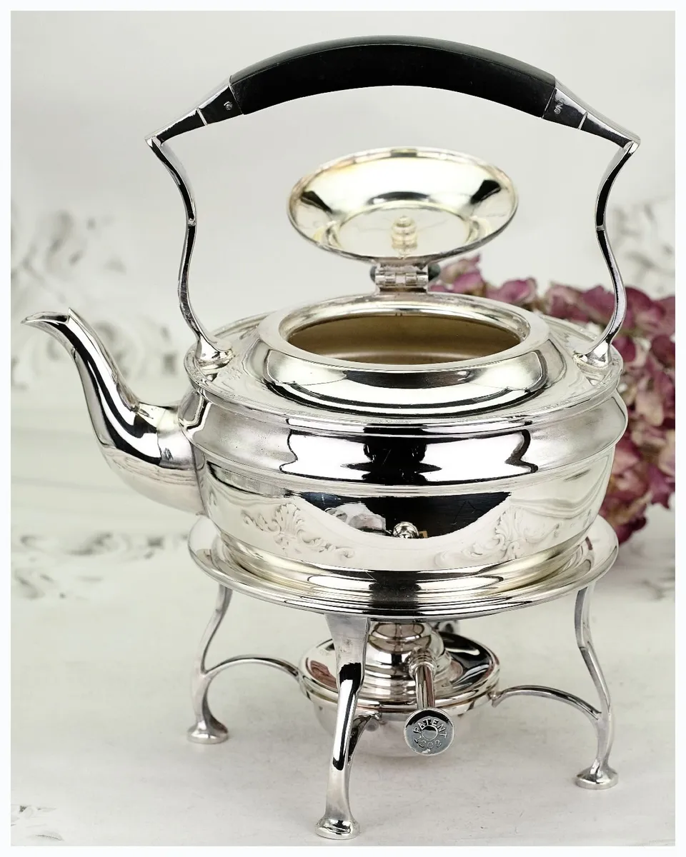 Antique Sheffield Silver Plated Spirit Kettle - Image 4