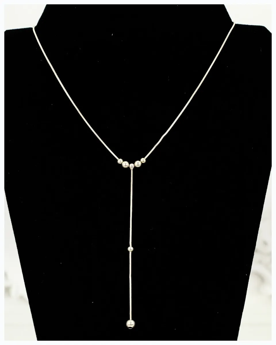 Sterling Silver 925 Lariat Chain Necklace - Image 4