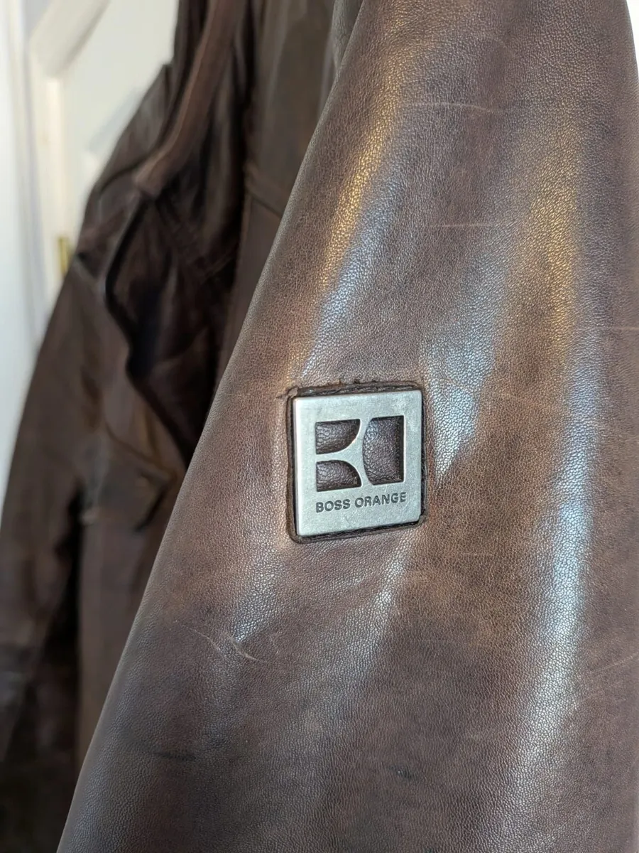 Vintage Boss Orange Lamb Leather Jacket Size UK 50 - Image 3