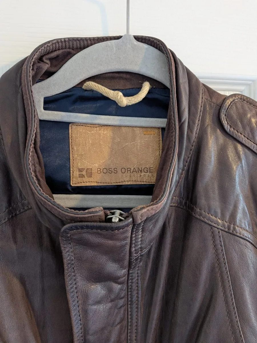 Vintage Boss Orange Lamb Leather Jacket Size UK 50 - Image 1