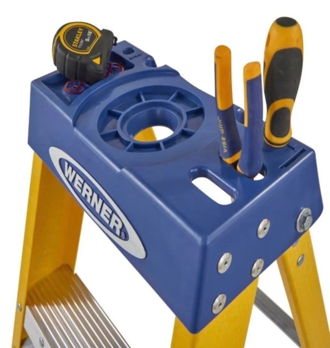 Werner Fibreglass 6 step swingback A-frame ladder - Image 2