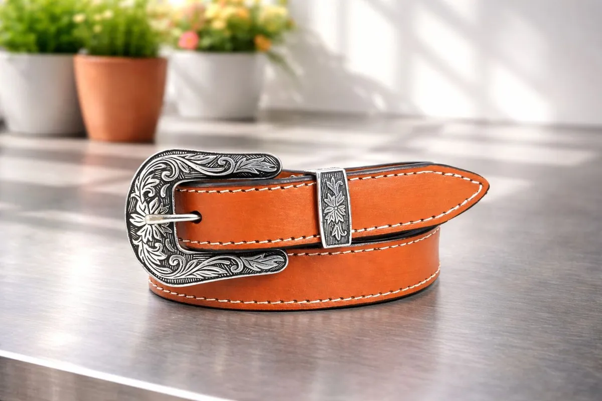 Unisex Genuine Leather Cowboy Cowgirl Belt - Image 2