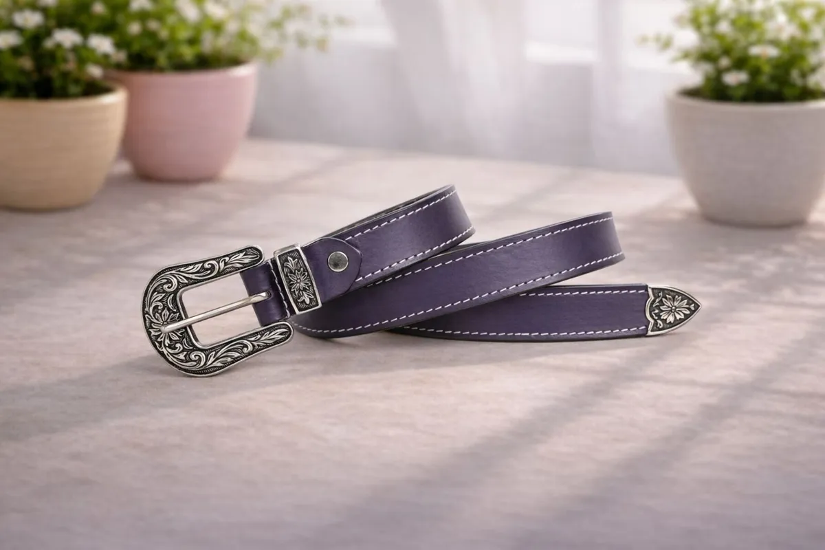 Unisex Genuine Leather Cowboy Cowgirl Belt - Image 1