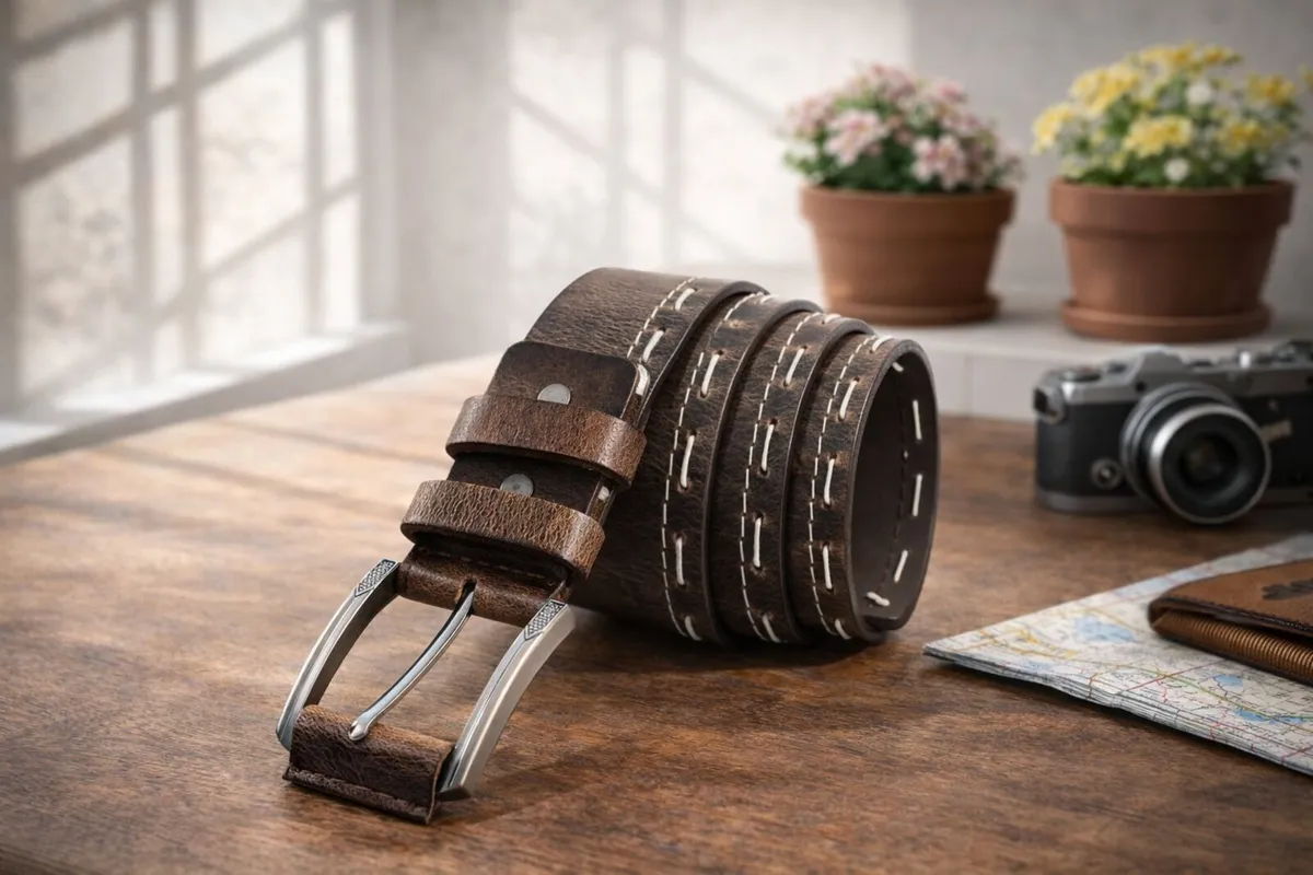 Women’s Brown Leather Belt - Image 1