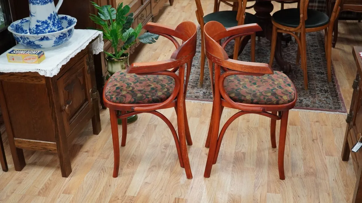 Pair of Vintage Bentwood Fan-Back Armchairs - Image 2