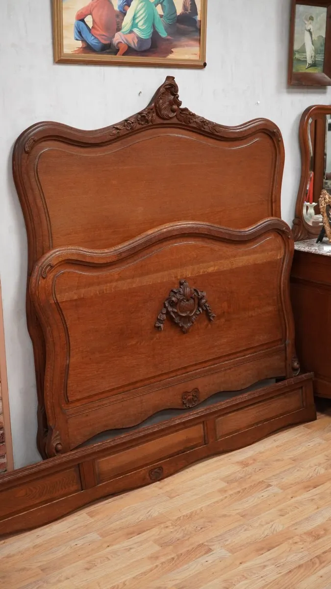 Antique French Oak Double Bed - Image 1