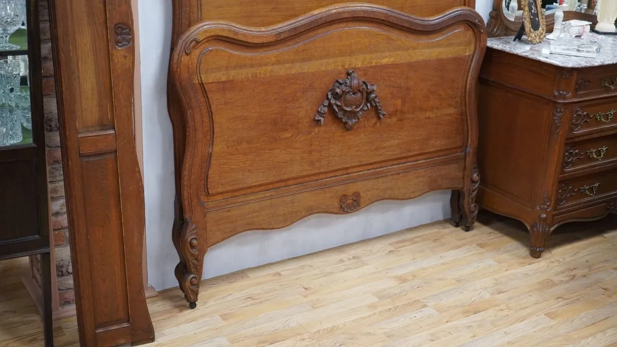 Antique French Oak Double Bed - Image 3