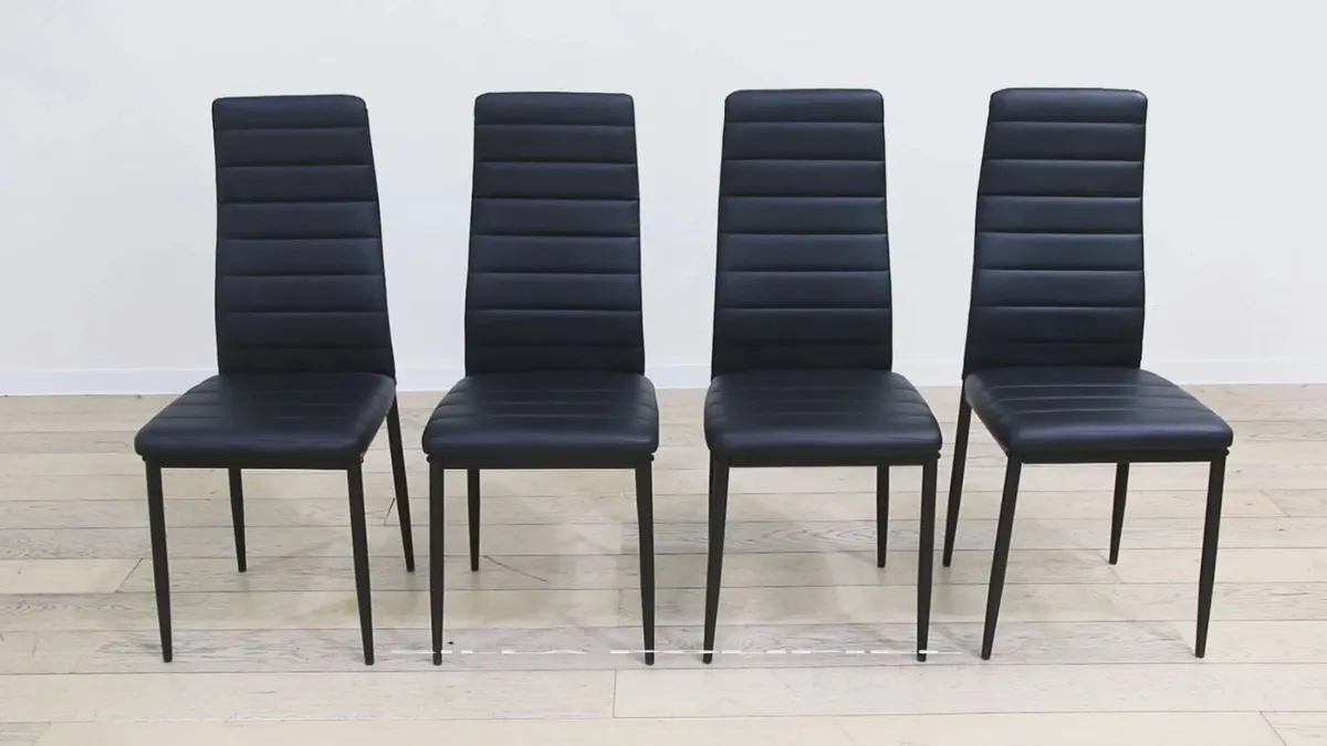 Round Glass Dining Table Set with 4 Faux Leather - Image 3