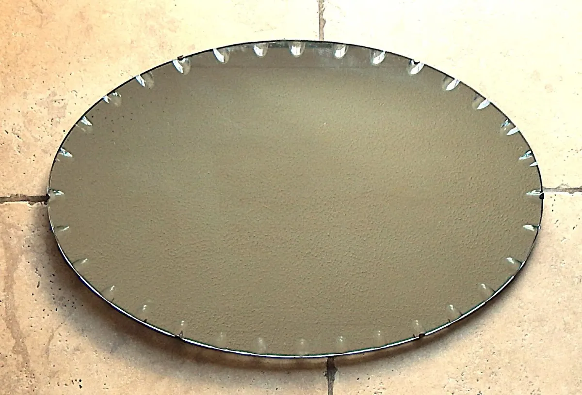 Vintage Oval Scalloped Edge Wall Mirror, c1950s - Image 4