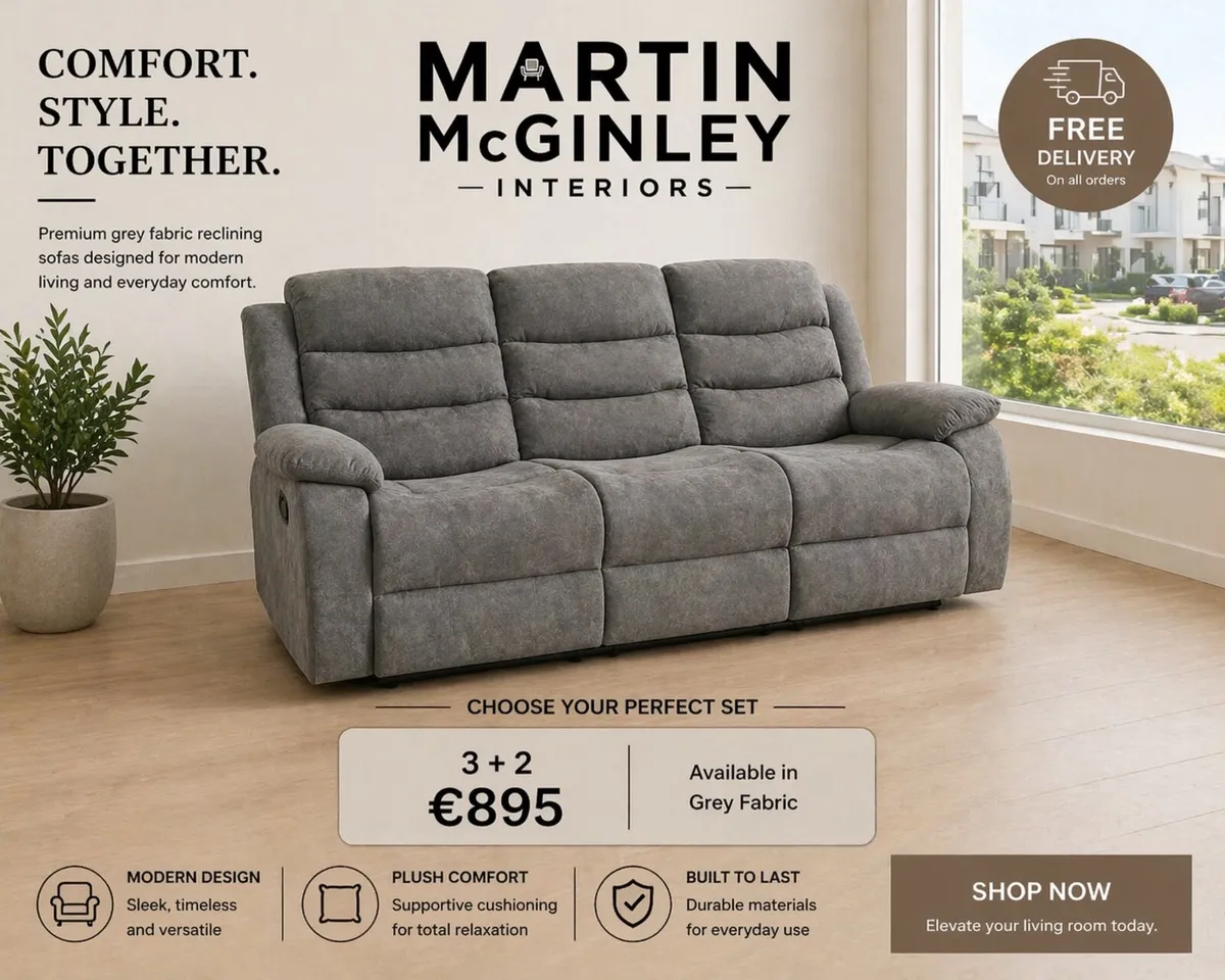 New Fabric 3+2 Sofa Sets Free Delivery - Image 2