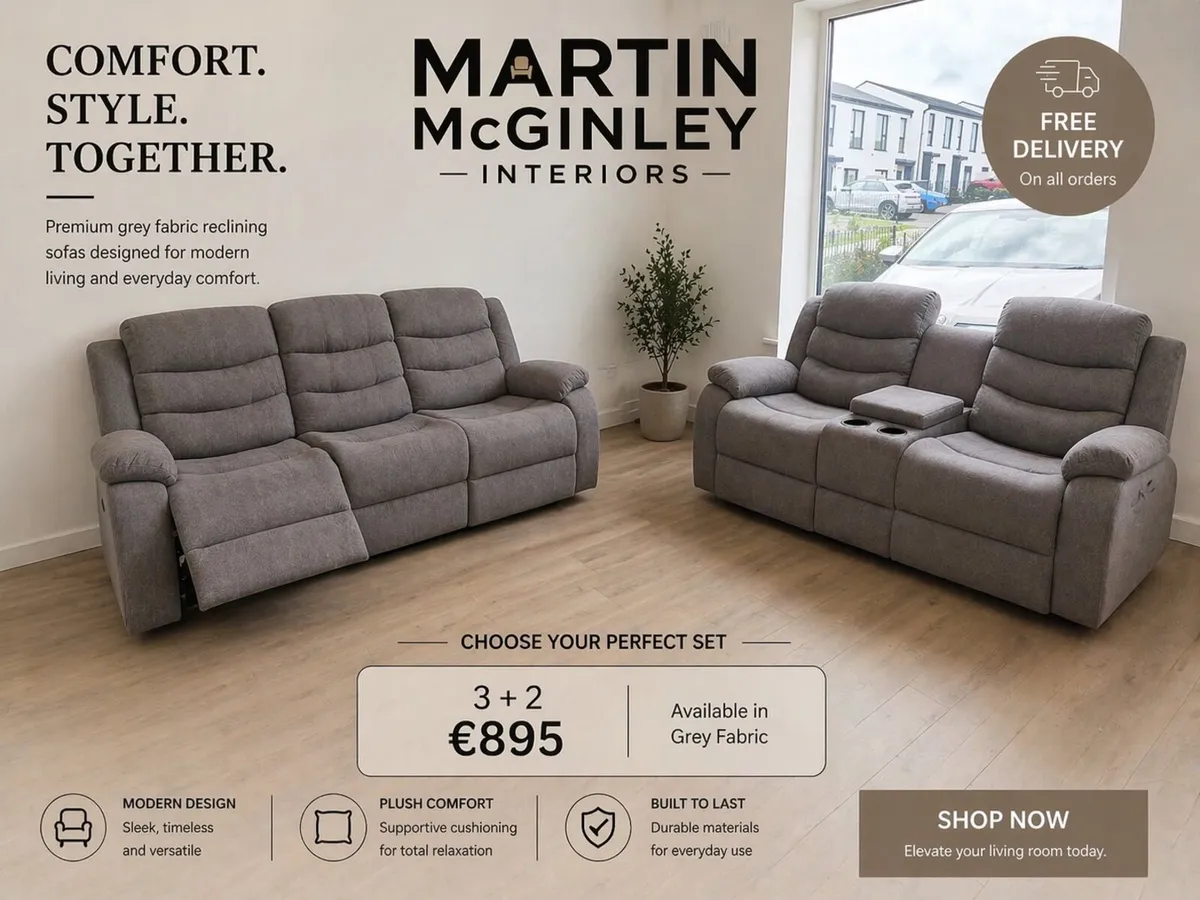 New Fabric 3+2 Sofa Sets Free Delivery - Image 3