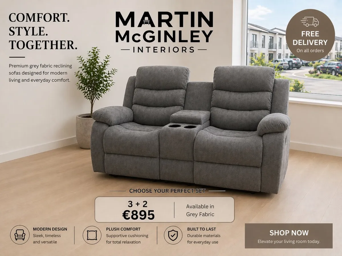 New Grey Fabric 3+2 Sofa Sets - Image 2