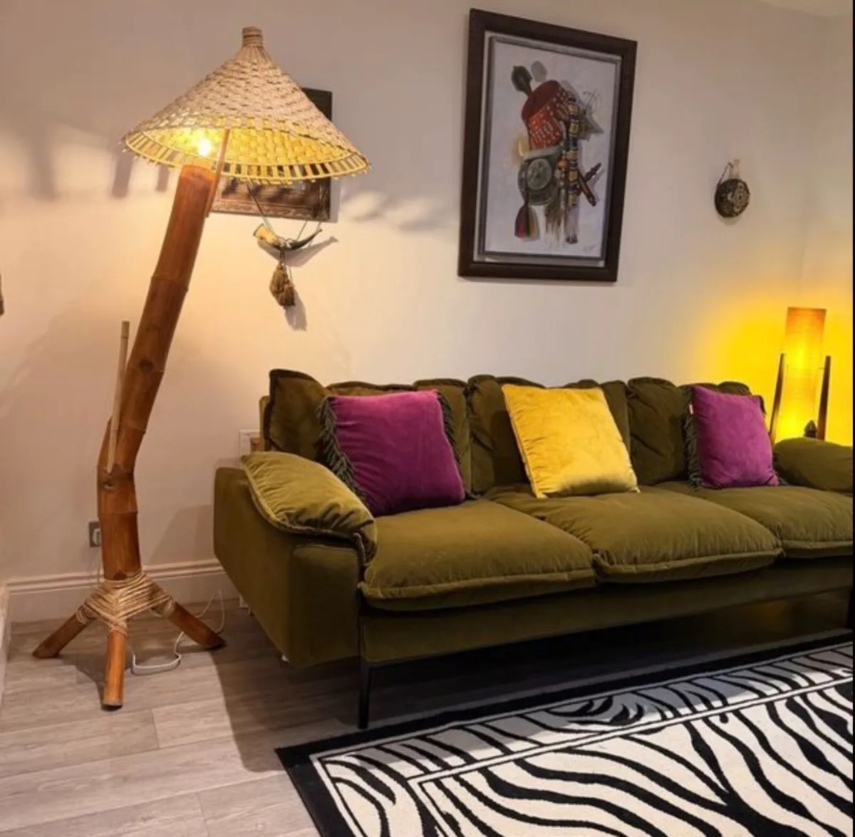 Mid Century Bamboo Floor Lamp H180 - Image 3