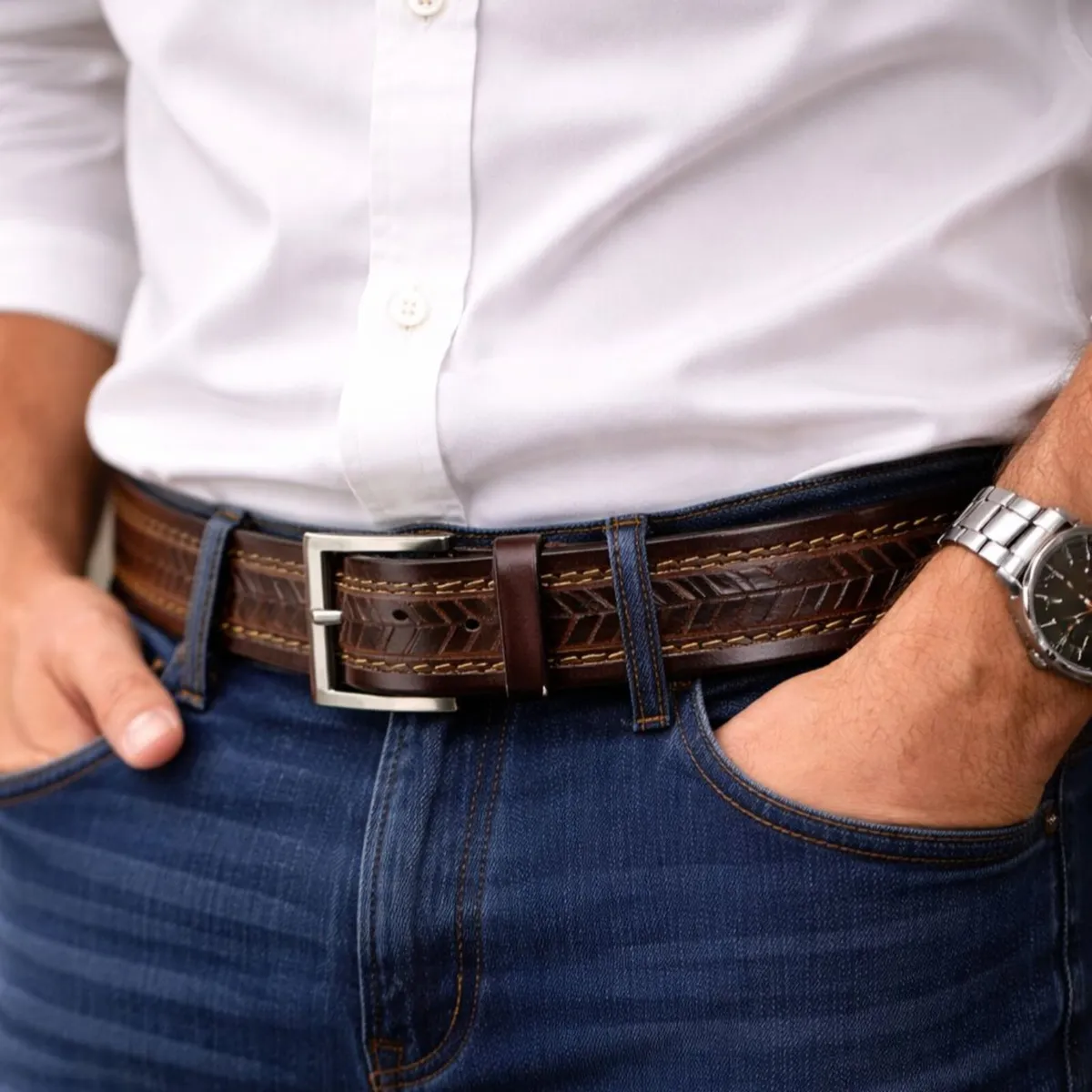 Premium Embossed Genuine Leather Belt - Image 2