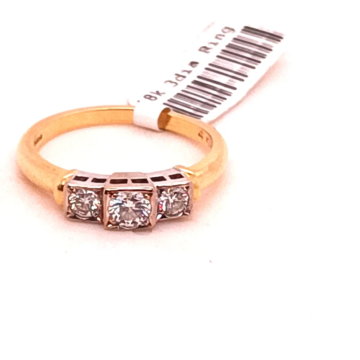 3 Stones Diamond Ring, 18k Yellow Gold - Image 2