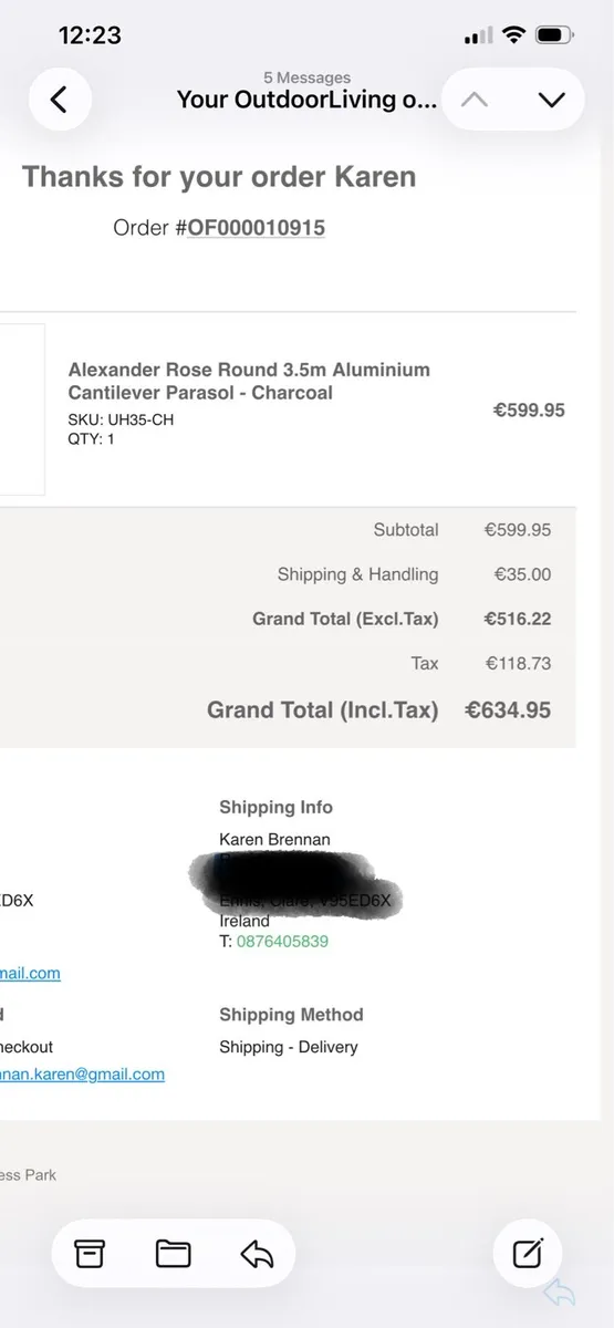 3.5m Cantilever parasol in grey - Image 3