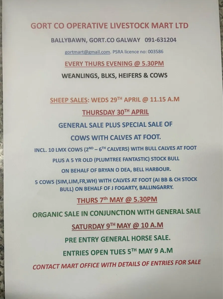 Gort Mart: 23rd April