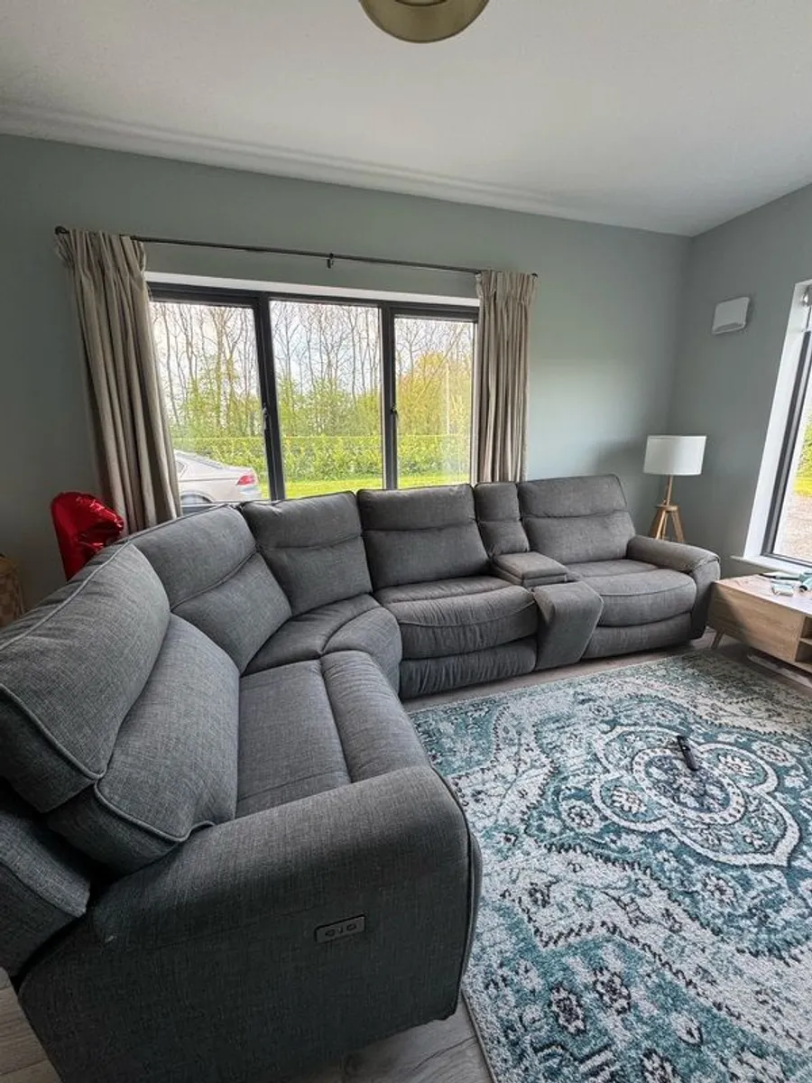 (Open to offers)  Mila Corner Sofa with Console | Power Recliner | Medium | Grey - Image 1