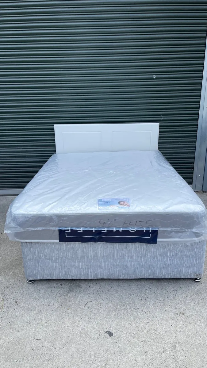 Grey Double bed & brand new mattress - Image 1