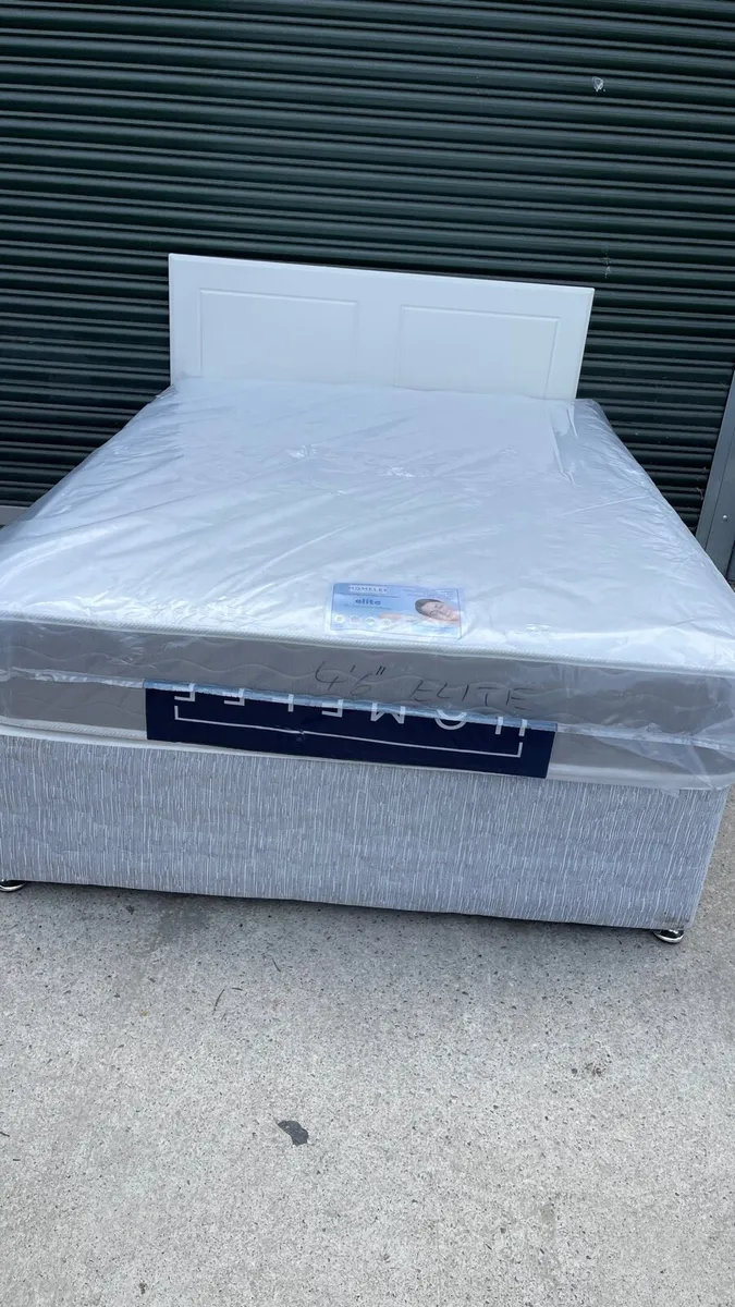 Grey Double bed & brand new mattress - Image 2