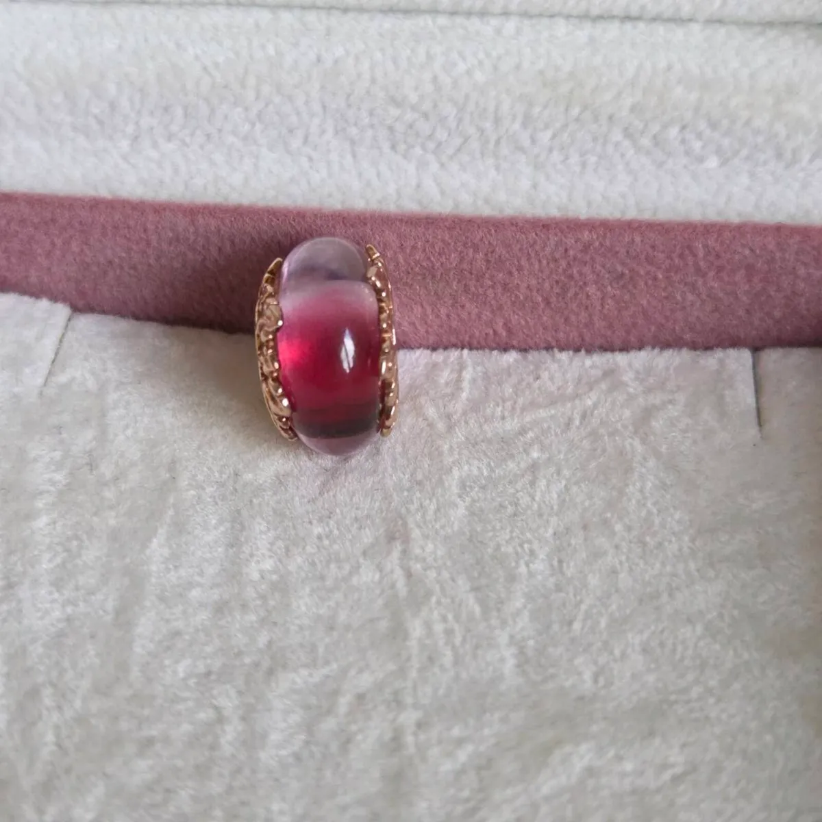 Pandora charm pink murano glass leaves rose gold - Image 2