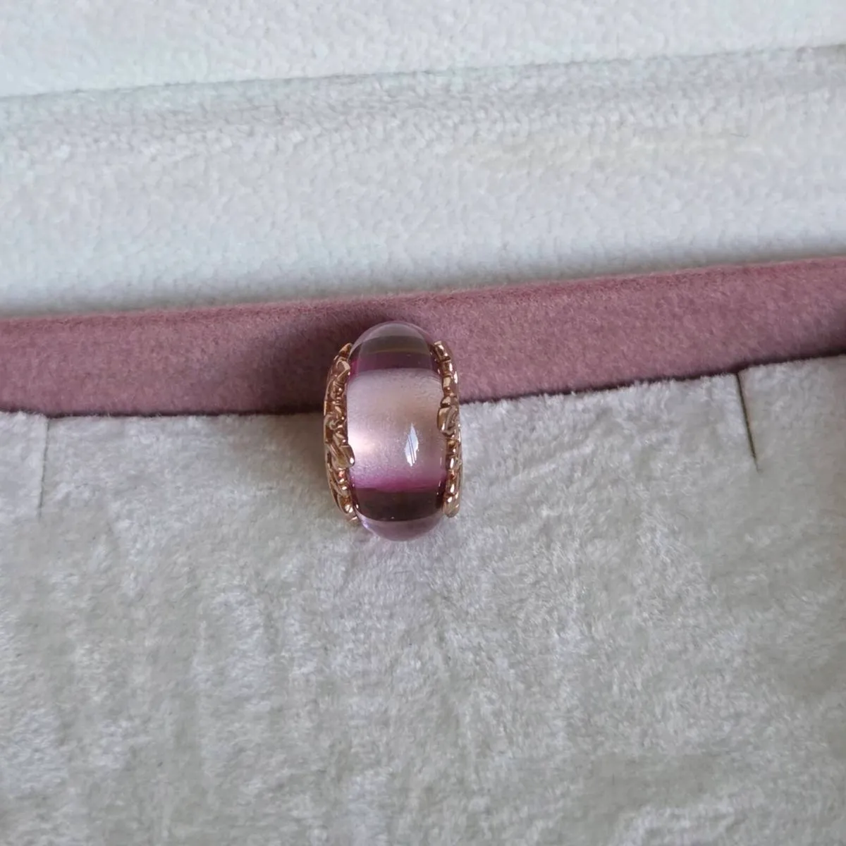 Pandora charm pink murano glass leaves rose gold - Image 4