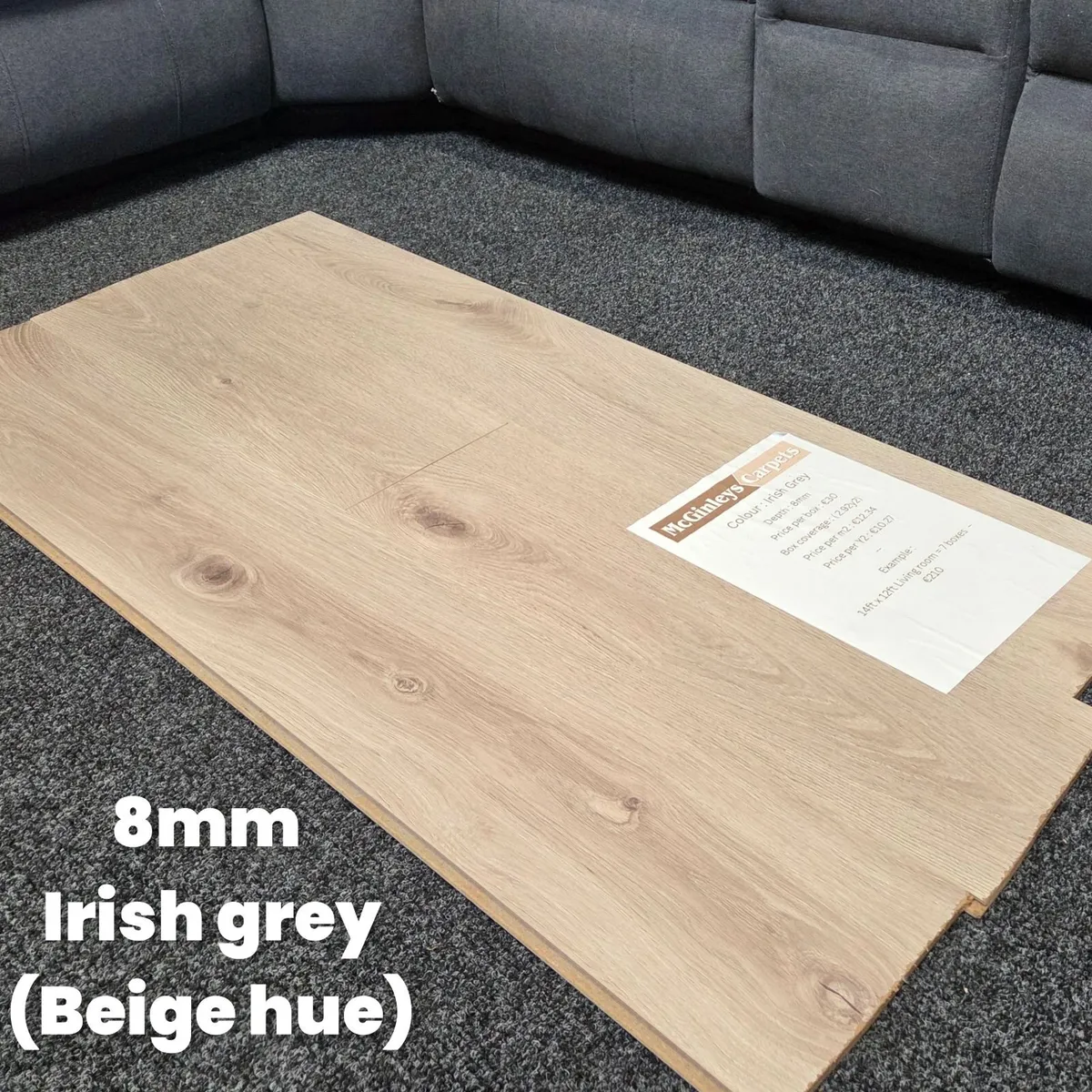 8mm laminated click flooring - Irish grey - Image 4